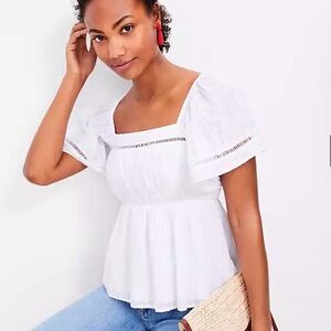 LOFT Ivory Textured Top | XL